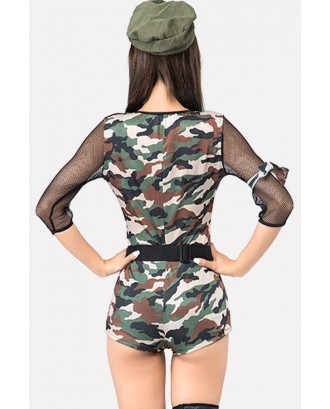 Army-green Camouflage Instructor Cosplay Sexy Halloween Costume