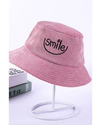 Corduroy Smile Embroidery Bucket Hat