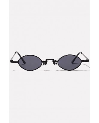 Black Metal Full Frame Tinted Lens Oval Sunglasses