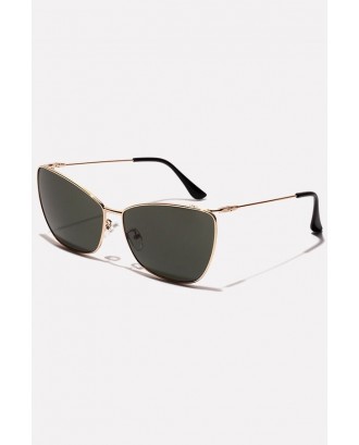 Army Green Tinted Lens Metal Full Frame Cat Eye Sunglasses