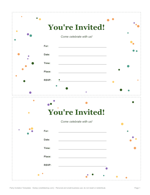 Preview of the first page of Confetti invitation