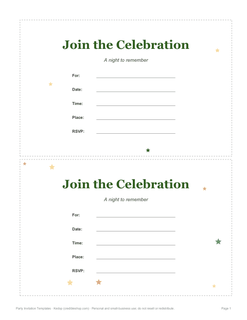 Preview of the first page of Stars invitation