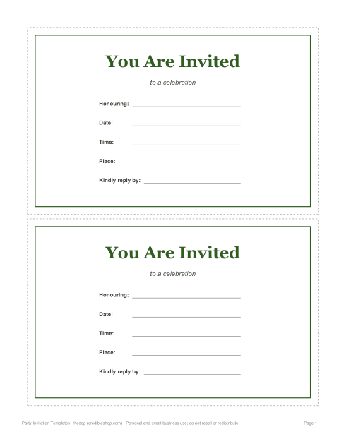 Preview of the first page of Classic invitation